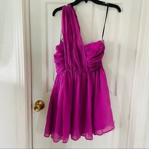 NWOT G BY GUESS purple one shoulder gladiator formal ruffle dress size medium
